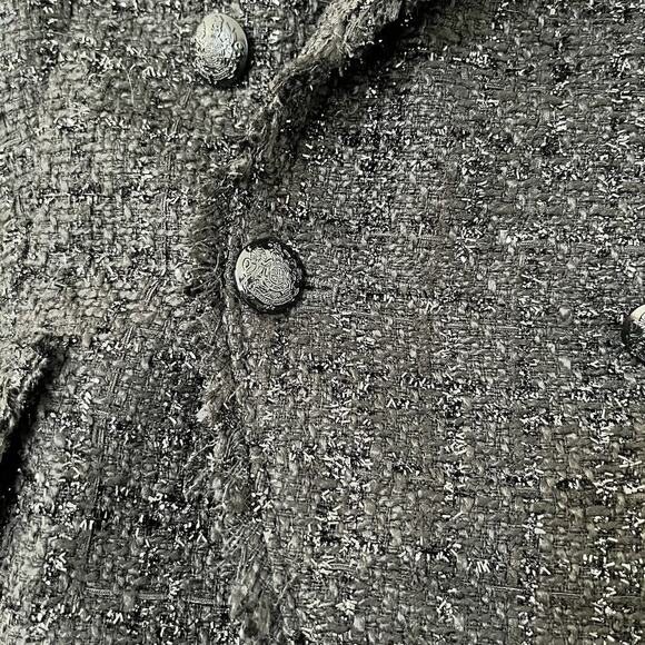 WHBM Studio Tweed Double Breasted Blazer Size 16 Black Goth Witchy Career NWT - Picture 7 of 11